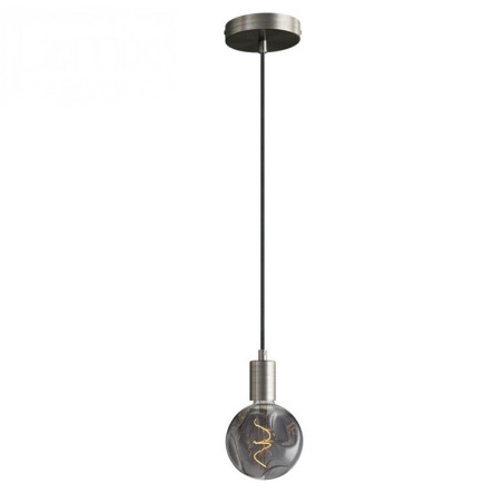 Suspension simple porte-douille et rosace inox satiné