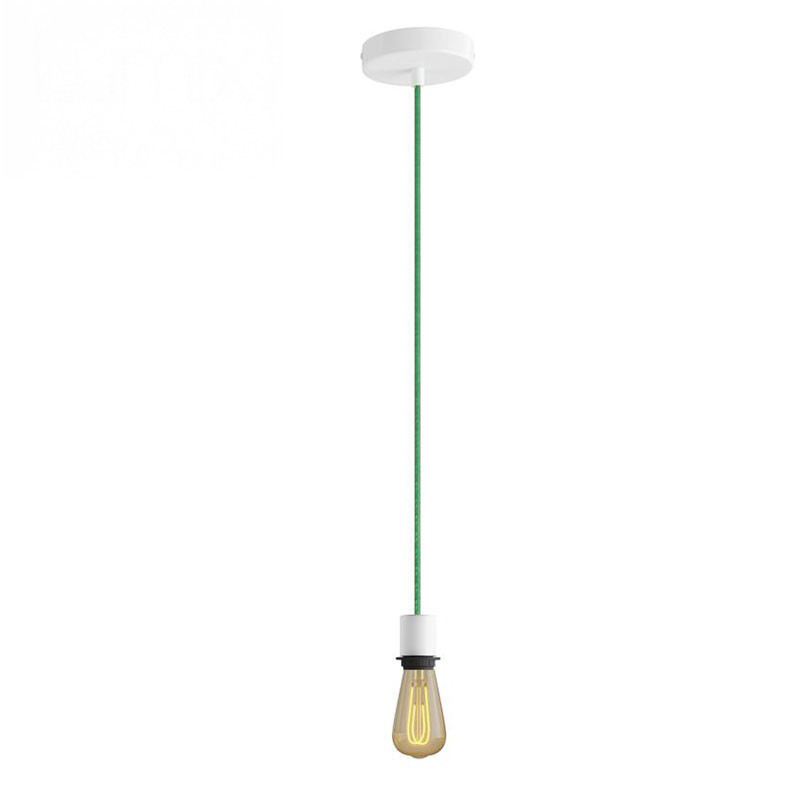 Suspension simple porte-douille et rosace métal blanc - Dispositif à bague pour montage abat-jour de votre choix