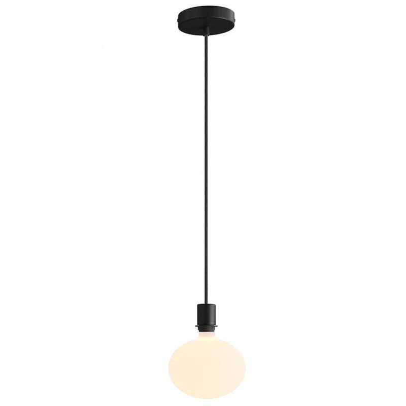 Suspension simple porte-douille et rosace métal noir - dispositif à bague pour montage abat-jour de votre choix