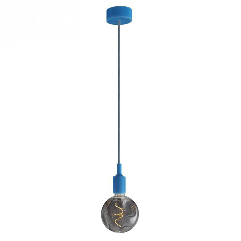 Suspension simple porte-douille et rosace silicone Bleu