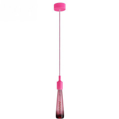 Suspension simple porte-douille et rosace silicone Fuschia