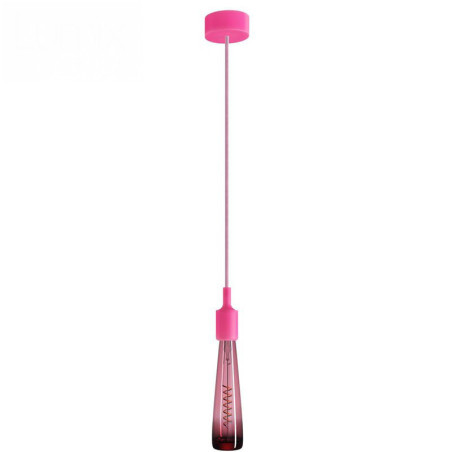 Suspension simple porte-douille et rosace silicone Fuschia