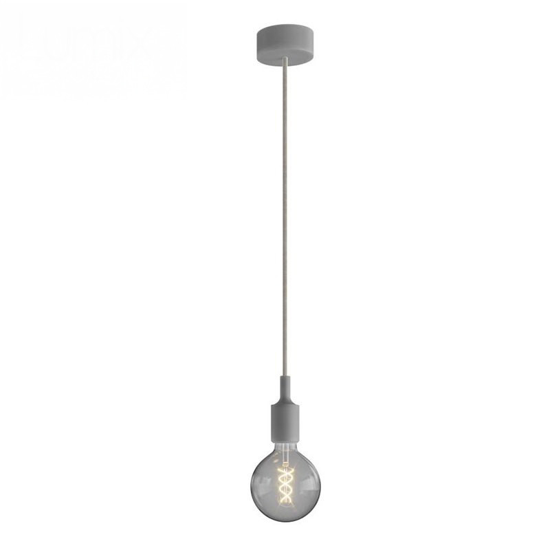 Suspension simple porte-douille et rosace silicone Gris