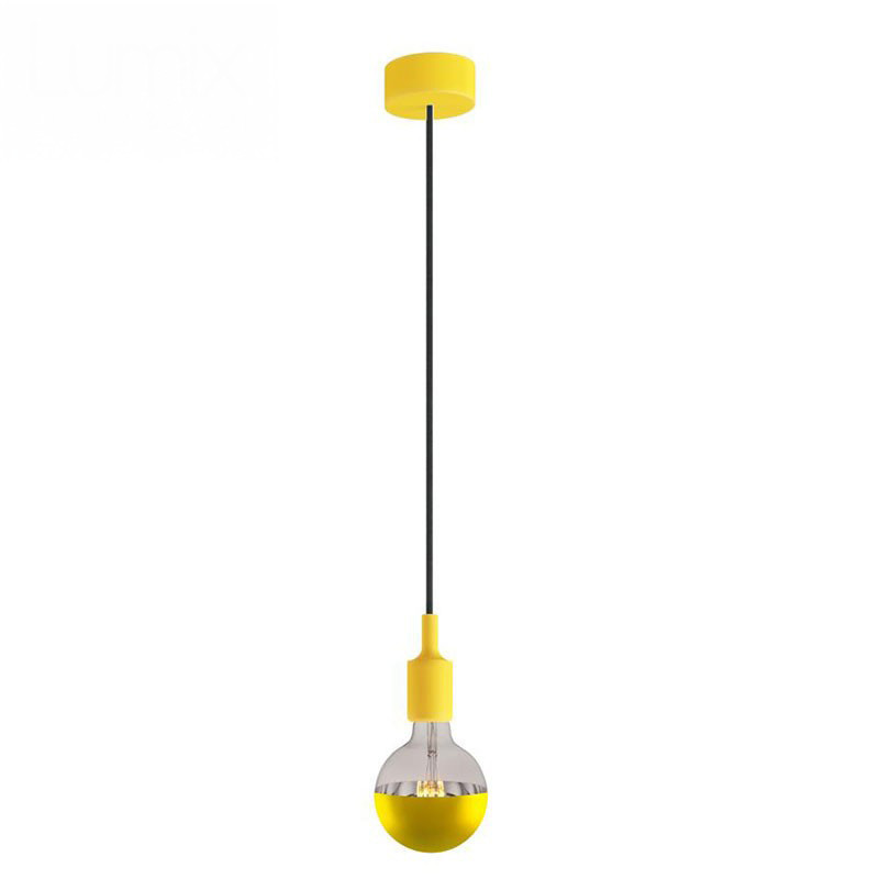Suspension simple porte-douille et rosace silicone Jaune