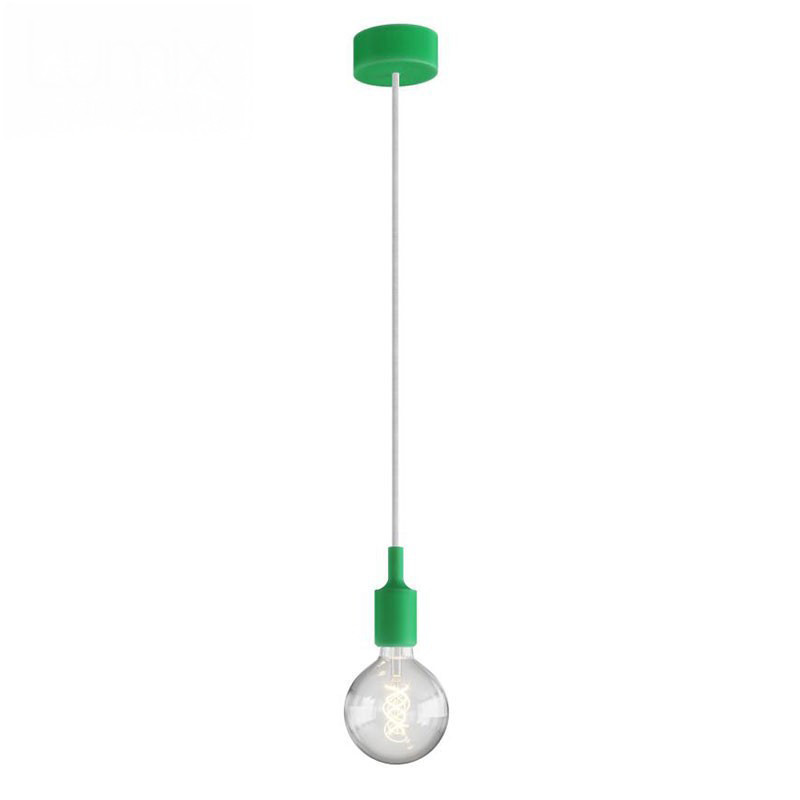 Suspension simple porte-douille et rosace silicone Vert