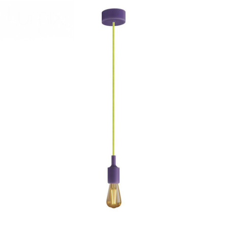 Suspension simple porte-douille et rosace silicone Violet