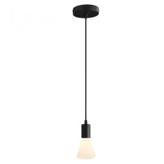 Suspension simple porte-douille lisse et rosace métal noir - Douille E27