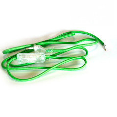 Cordon alimentation textile vert pour lampe ou récepteur petite puissance 2,5 A
