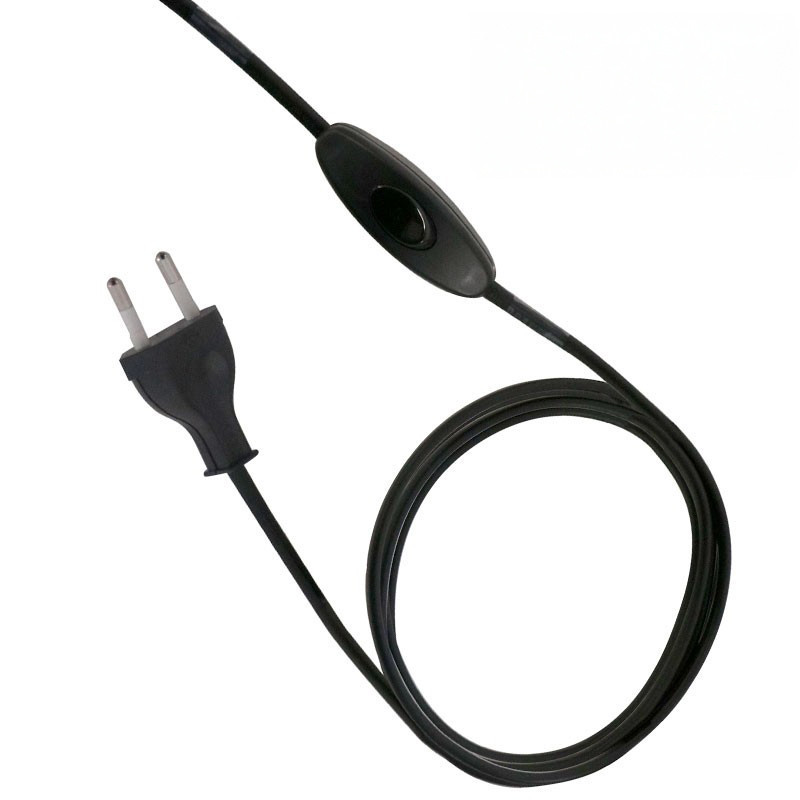 Cordon plastique fiche deux poles et interrupteur 1,5 m noir Cordon plastique fiche deux poles et interrupteur 1,5 m noir