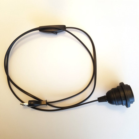 Cordon plastique NOIR pour lampe à suspendre douille E27 plastique