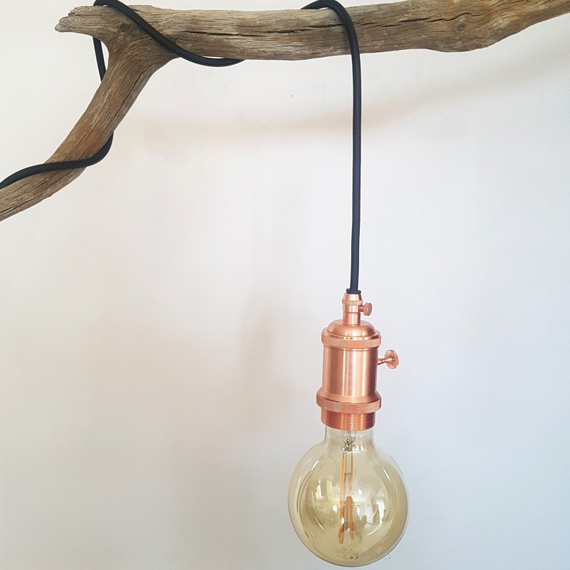 Lampe à suspendre douille vintage Cuivre à interrupteur rotatif intégré Lampe à suspendre douille vintage Cuivre à interrupteur rotatif intégré