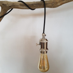 Lampe à suspendre douille vintage métal Nickel à interrupteur rotatif intégré