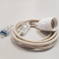 Lampe à suspendre type lampe baladeuse déco avec douille porcelaine blanche