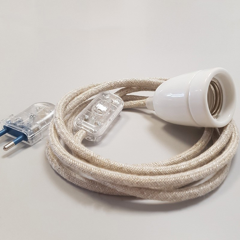 Lampe à suspendre type lampe baladeuse déco avec douille porcelaine blanche Lampe à suspendre type lampe baladeuse déco avec douille porcelaine blanche