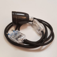 Lampe à suspendre type lampe baladeuse déco avec douille porcelaine noire