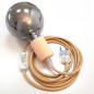 Lampe baladeuse à suspendre câble rond en jute et douille bois Lampe baladeuse à suspendre câble rond en jute et douille bois