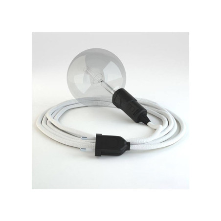 Lampe baladeuse douille E27 lisse noire avec interrupteur