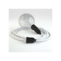 Lampe baladeuse câble textile BLANC, douille E27 bakélite noire avec interrupteur intégré Lampe baladeuse câble textile BLANC, douille E27 bakélite noire avec interrupteur intégré