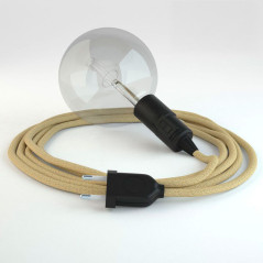 Lampe baladeuse E27 câble en Jute naturel, douille bakélite avec interrupteur intégré
