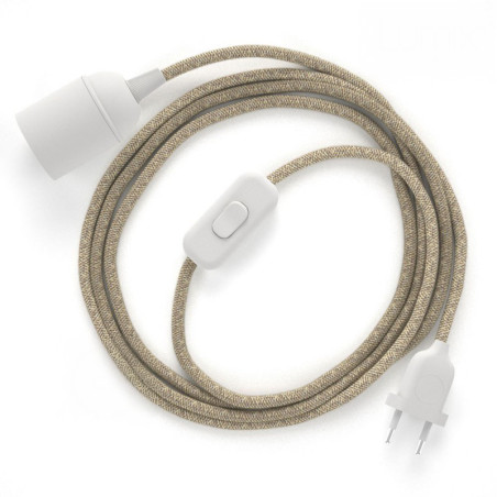 Lampe baladeuse câble textile en Lin souple couleur naturelle