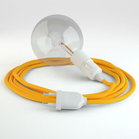 Lampe baladeuse E27 câble textile LIN GRIS, douille thermoplastique avec interrupteur intégré