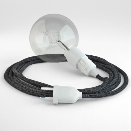Lampe baladeuse E27 câble textile LIN NATUREL, douille thermoplastique avec interrupteur intégré
