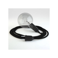 Lampe baladeuse E27 câble textile NOIR , douille bakélite avec interrupteur intégré