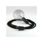 Lampe baladeuse câble textile NOIR, douille E27 bakélite noire avec interrupteur intégré Lampe baladeuse câble textile NOIR, douille E27 bakélite noire avec interrupteur intégré