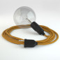 Lampe baladeuse câble textile OR, douille bakelite noire E27 avec interrupteur intégré