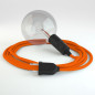 Lampe baladeuse câble textile ORANGE, douille thermoplastique avec interrupteur intégré Lampe baladeuse câble textile ORANGE, douille thermoplastique avec interrupteur intégré