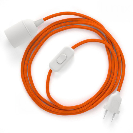 Lampe baladeuse câble textile souple orange effet soie
