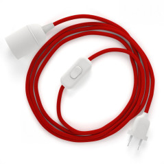Lampe baladeuse fil tissus rouge
