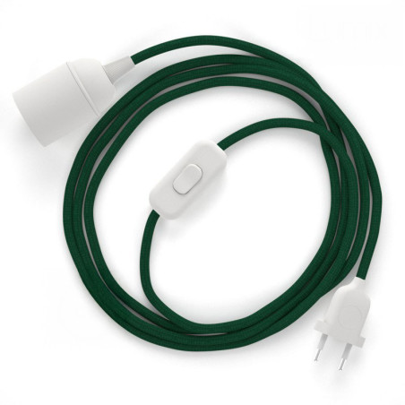 Lampe baladeuse câble textile souple Vert foncé effet soie