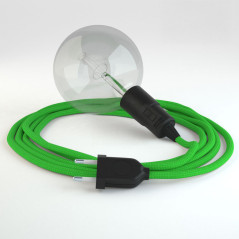Lampe baladeuse E27 câble textile vert lime, douille bakélite avec interrupteur intégré