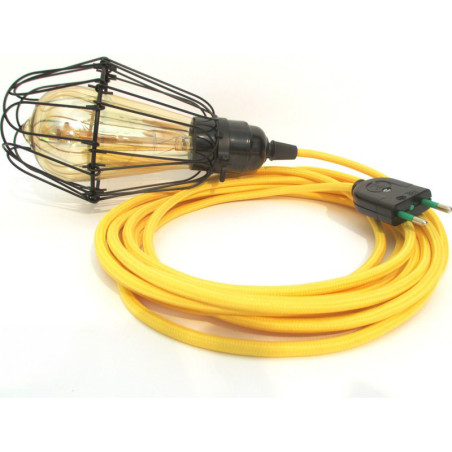 Lampe baladeuse E27 (à vis) avec câble jaune textile