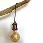 Lampe baladeuse fil rond en lin naturel anthracite et douille vintage cuivre avec bague pour abat-jour Lampe baladeuse fil rond en lin naturel anthracite et douille vintage cuivre avec bague pour abat-jour