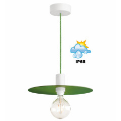Suspension disque vert douille et rosace blanches