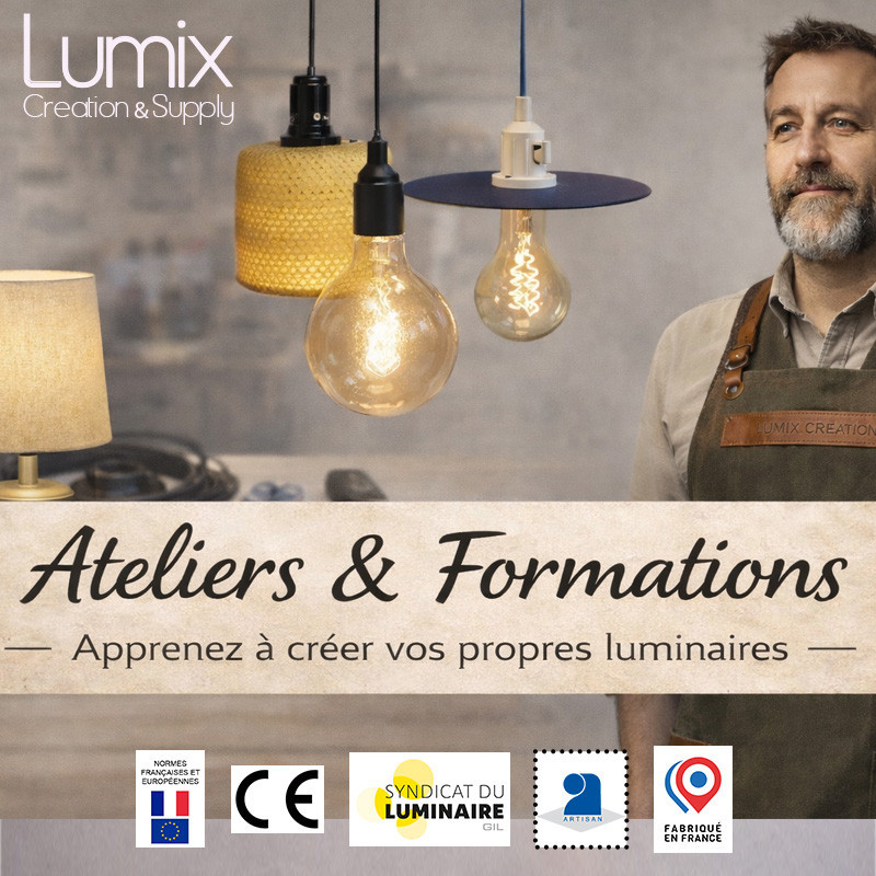 Atelier création de luminaire – Créez votre propre luminaire : LAMPE À SUSPENDRE TYPE LAMPE BALADEUSE Atelier création de luminaire – Créez votre propre luminaire : LAMPE À SUSPENDRE TYPE LAMPE BALADEUSE
