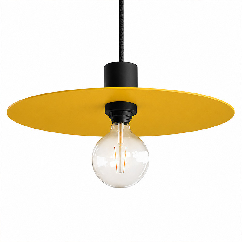Suspension disque aluminium jaune pour l'extérieur couvert ou non couvert en IP65 Suspension disque aluminium jaune pour l'extérieur couvert ou non couvert en IP65