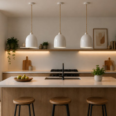 Suspension céramique blanche forme cloche