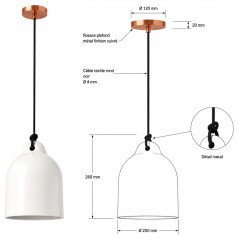 Suspension céramique blanche schéma avec cotes