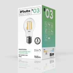 Ampoule LED Transparente Ligne 5V Filament vertical Goutte d'eau A60 1,7W 150Lm E27 2500K Dimmable