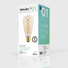 Ampoule LED Dorée Ligne 5V Filament à spirale Edison ST64 1,3W 80Lm E27 2500K Dimmable - B01