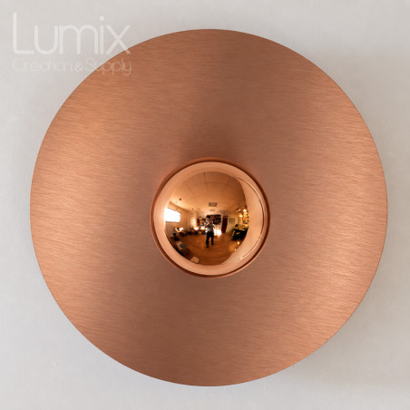 Applique HELIOS murale ou en plafonnier disque composite aluminium 3mm brossé or 30 cm ou 22 cm